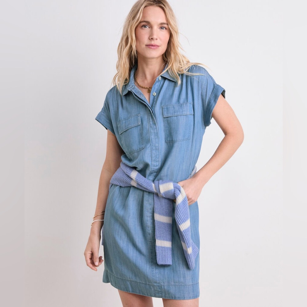 Vineyard Vines Margo Chambray Utility Shirt Dress